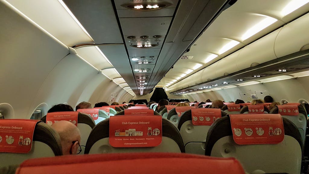 Interior of Airplane with Passengers