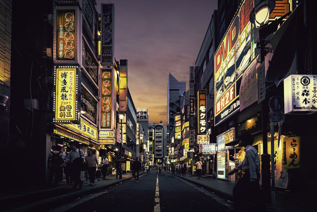 People Walking on Street Near Buildings